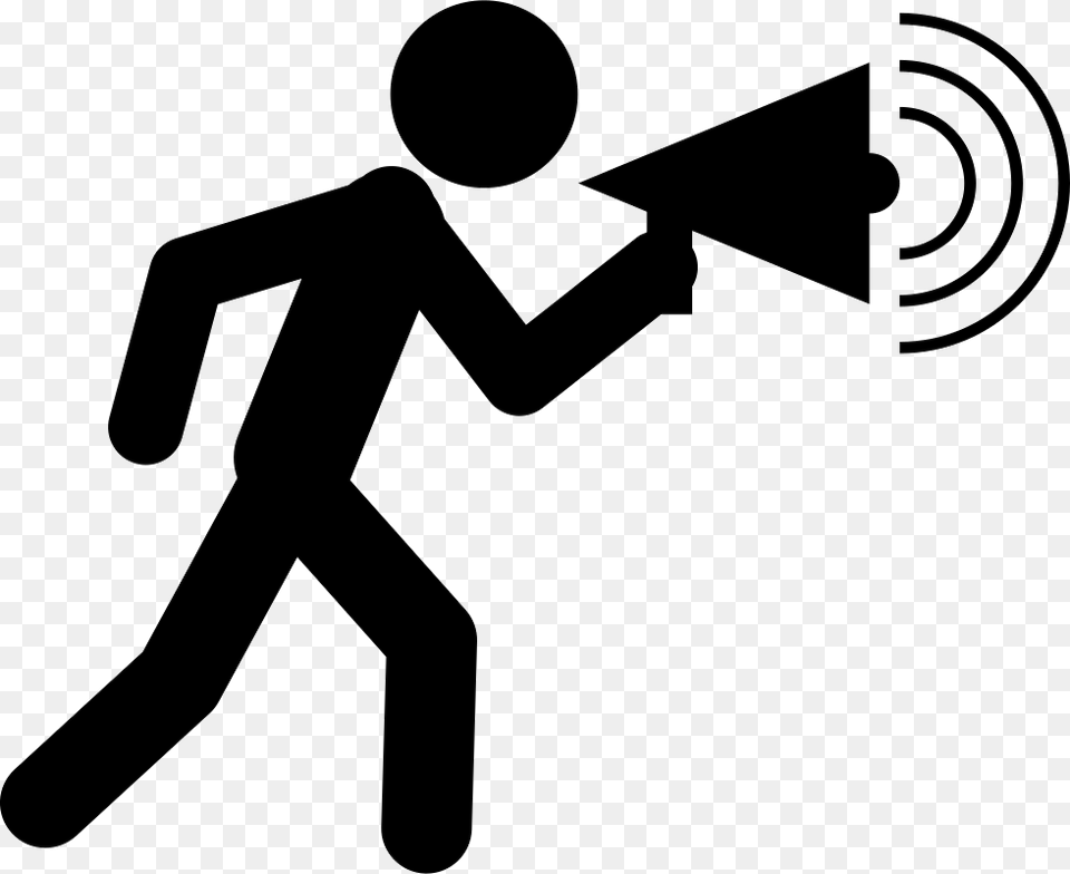 Man Walking Talking By A Speaker Comments Man With Speaker Icon, Stencil, People, Person, Silhouette Free Png Download