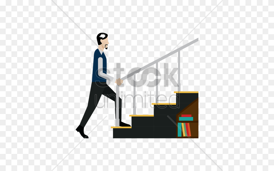 Man Walking Up A Stairs Vector Image Sitting, Adult, Female, Handrail, Person Png