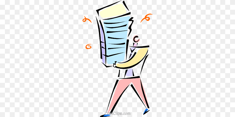 Man Walking With A Stack Of Paper Royalty Vector Clip Art, Book, Publication, Comics, Person Png