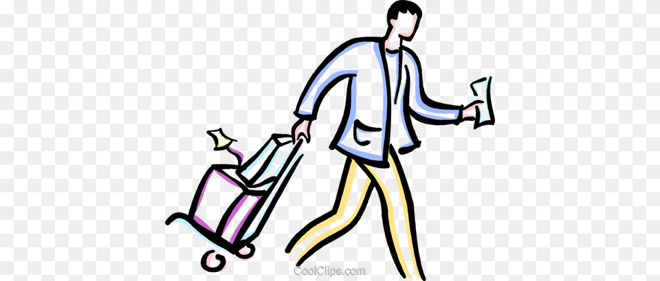 Man Walking With Luggage Royalty Vector Clip Art Illustration, Person, Adult, Male, Face Png