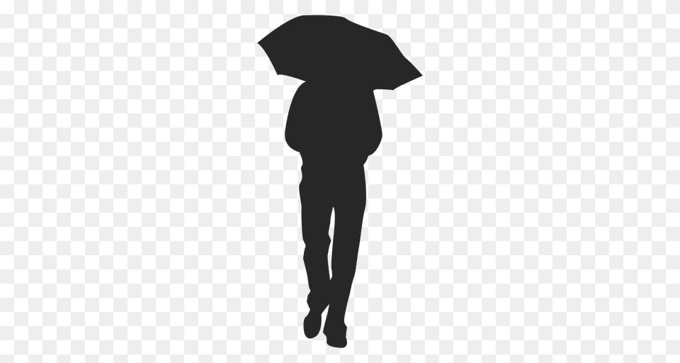 Man Walking With Umbrella, Silhouette, Adult, Male, Person Png