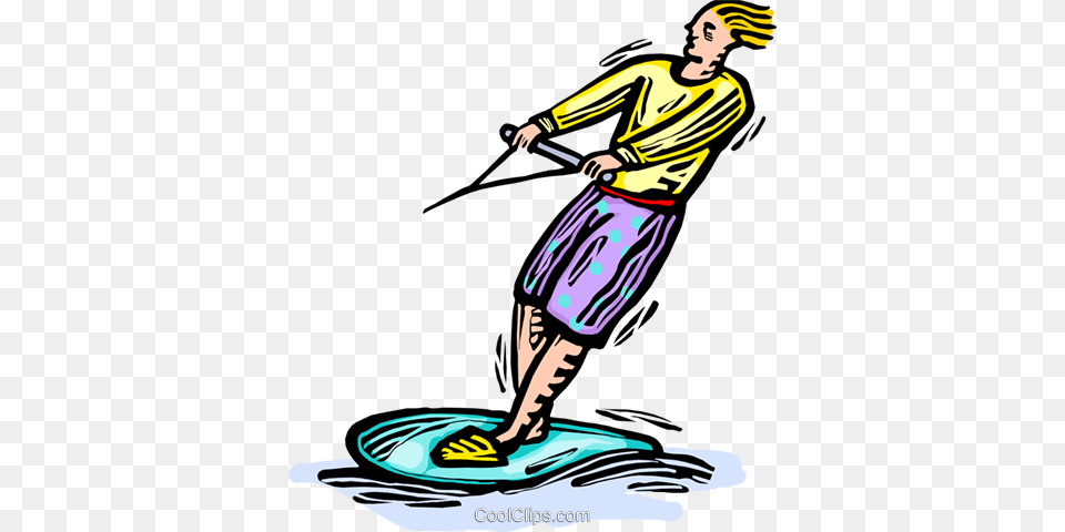 Man Water Skiing Royalty Vector Clip Art Illustration, Person, Cleaning, Clothing, Shorts Free Transparent Png