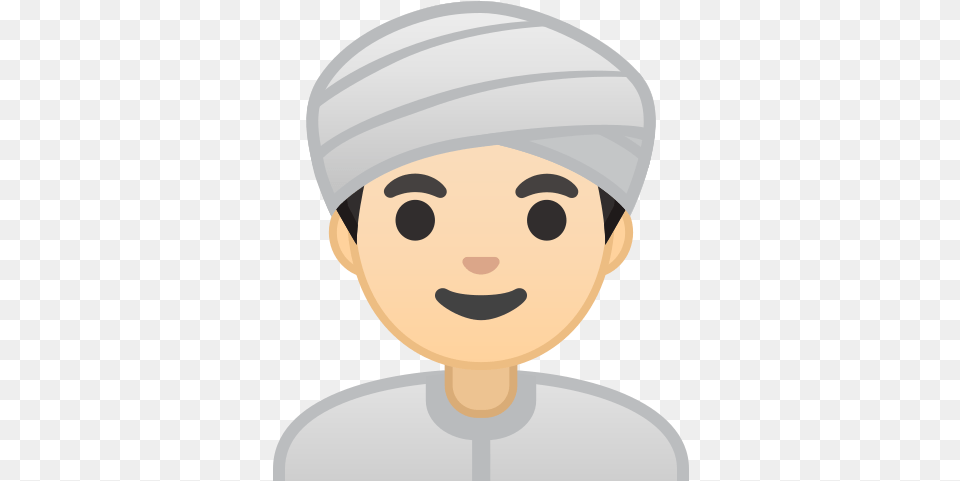 Man Wearing Turban Light Skin Tone Emoji Emoji Person Raising Hand, Cap, Clothing, Hat, Bathing Cap Png
