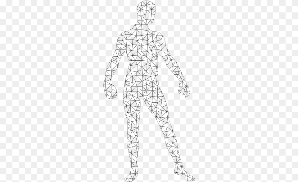 Man Wireframe Silhouette Standing, Gray Free Png Download