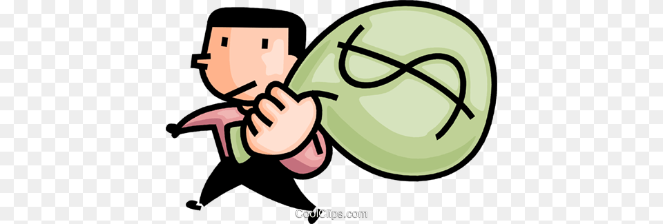 Man With A Bag Of Money Royalty Free Vector Clip Art Illustration, Balloon, People, Person Png Image