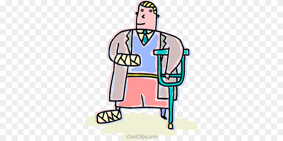 Man With A Broken Arm And Leg Royalty Vector Clip Art, Clothing, Coat, Lab Coat, Person Free Png
