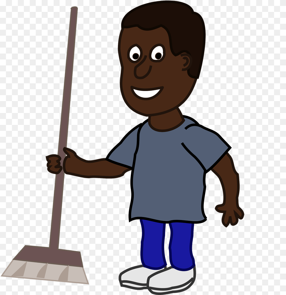Man With A Broom Clipart, Cleaning, Person, Baby, Face Free Png