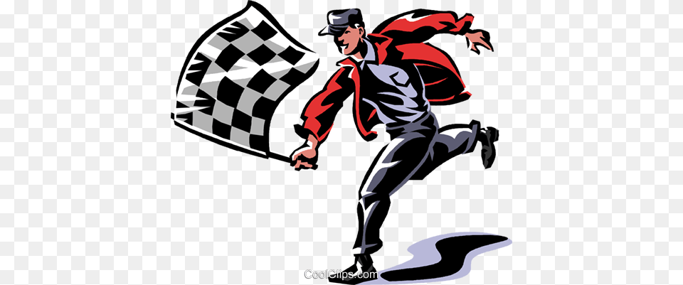 Man With A Checkered Flag Royalty Free Vector Clip Checkered Flag Vector Free, People, Person, Head, Face Png Image