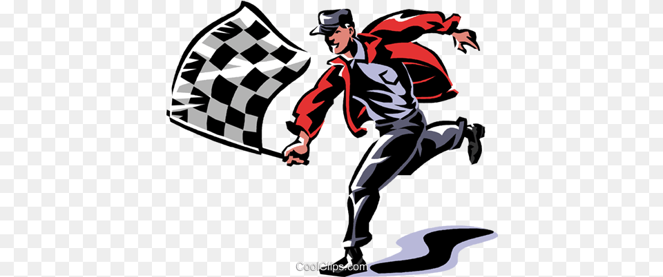 Man With A Checkered Flag Royalty Vector Clip Art Race Car Flag Man, People, Person, Face, Head Free Png Download