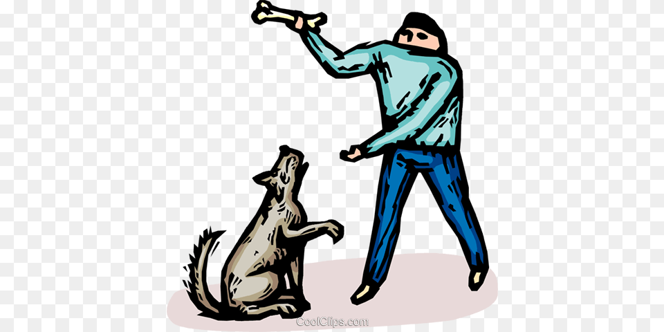 Man With A Dog And A Bone Royalty Vector Clip Art, Person, Clothing, Pants, Face Free Transparent Png