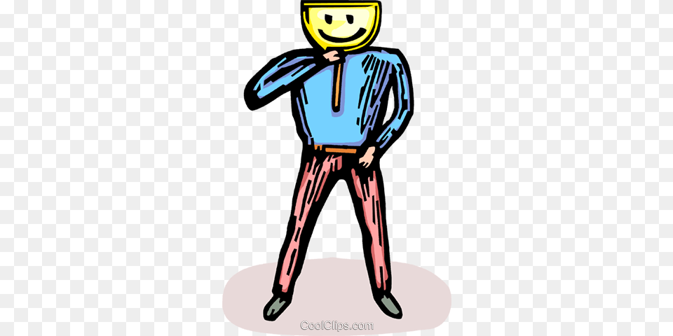 Man With A Happy Face Mask Royalty Free Vector Clip Art, Book, Comics, Publication, Adult Png Image