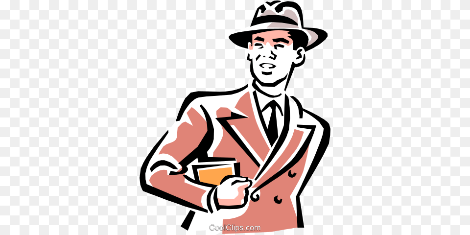 Man With A Hat Royalty Vector Clip Art Illustration, Formal Wear, Clothing, Coat, Male Png