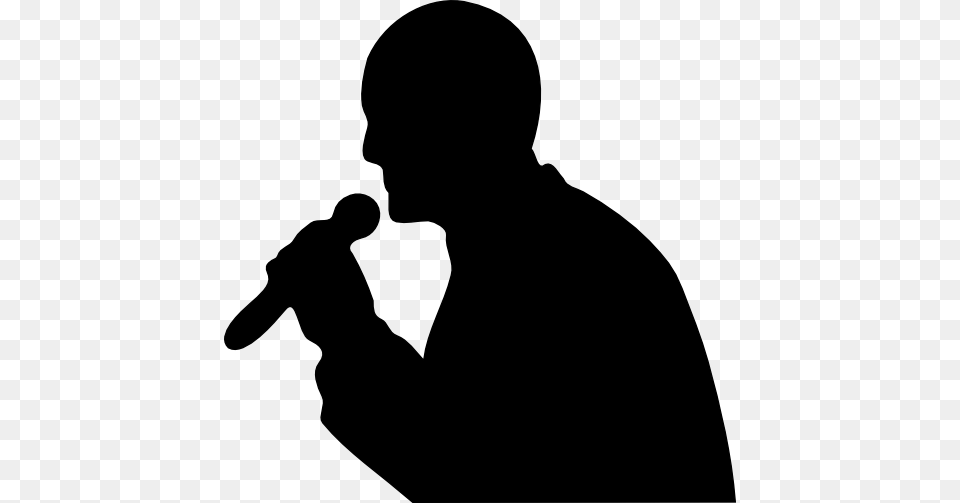 Man With A Microphone Clipart, Electrical Device, Silhouette, Adult, Male Free Png Download
