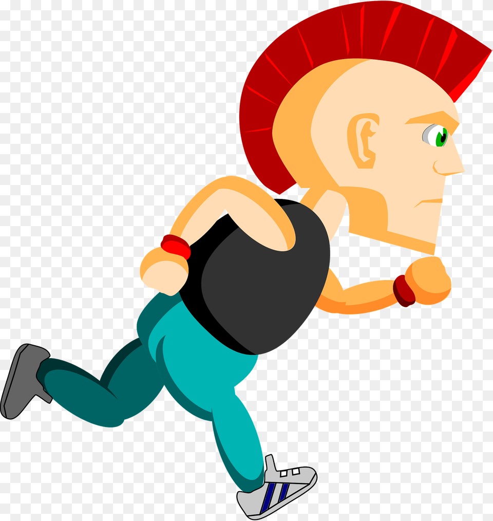 Man With A Mohawk Running Clipart, Face, Head, Person Free Png