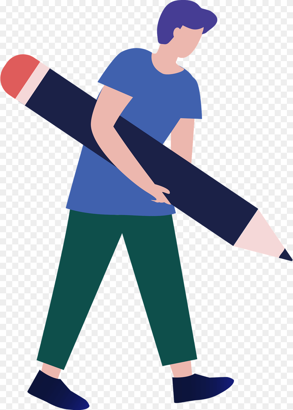 Man With A Pencil Clipart, Person, Clothing, Pants, Face Png Image