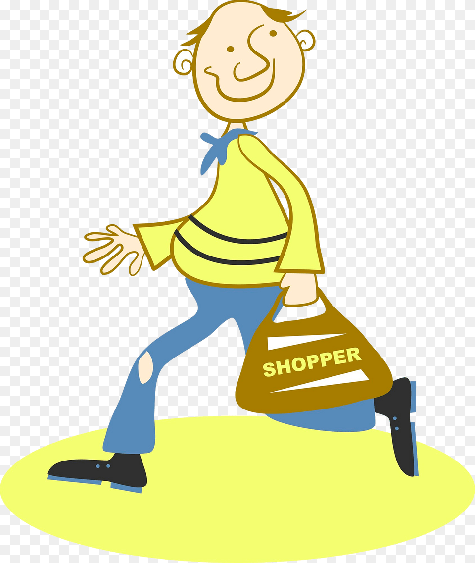Man With A Shopper Clipart, Cleaning, Person, Baby, Cartoon Png