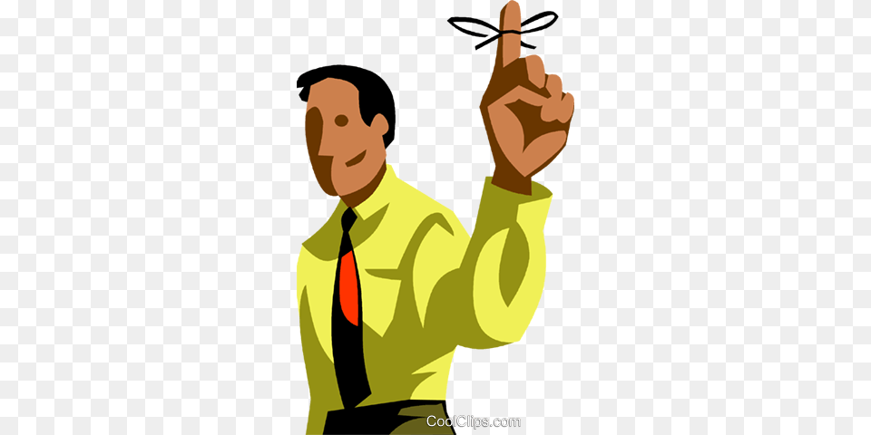 Man With A String Tied To His Finger Royalty Vector Clip Art, Accessories, Shirt, Tie, Formal Wear Free Transparent Png