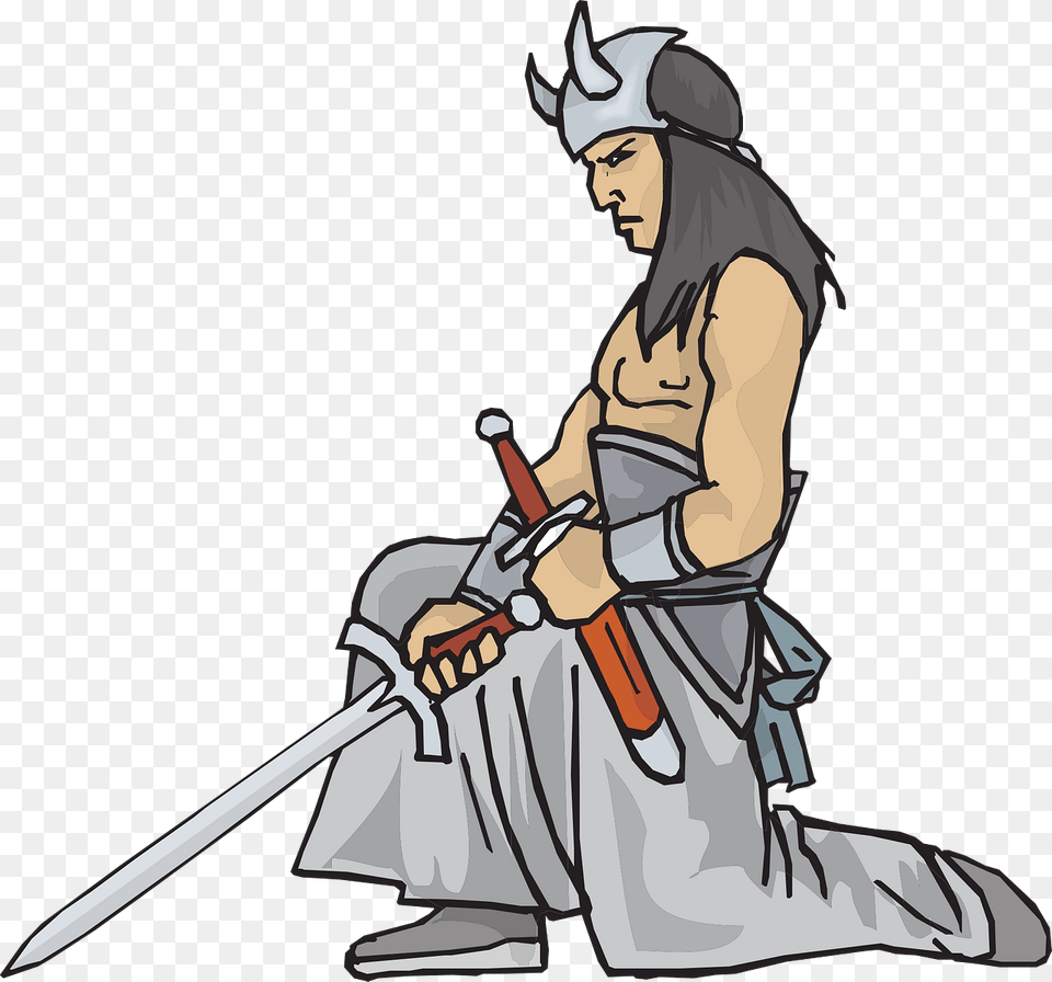 Man With A Sword Cartoon, Weapon, Person, Face, Head Free Transparent Png