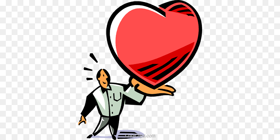 Man With An Oversized Heart In His Hands Royalty Vector Clip, Person, Face, Head Free Transparent Png