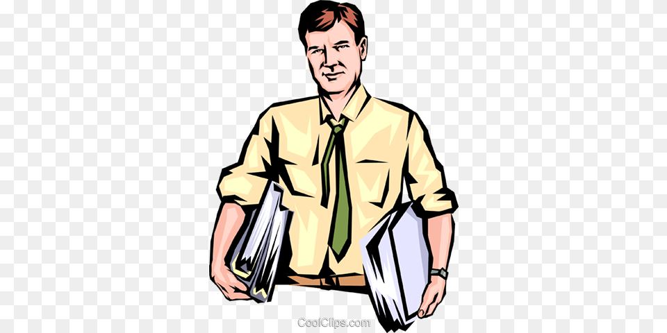 Man With Armloads Of Work Royalty Vector Clip Art, Accessories, Shirt, Person, Male Free Transparent Png