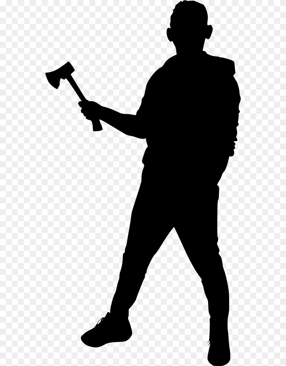 Man With Axe Silhouette 5 Silhouette, Gray Png