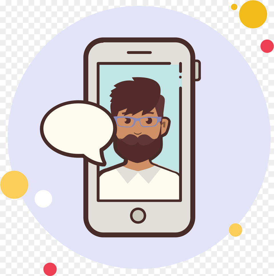 Man With Beard Messaging Icon Man Picture In The Phone Clipart, Electronics, Mobile Phone, Adult, Person Free Transparent Png