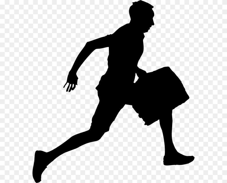 Man With Briefcase Running Silhouette People Running, Gray Png Image