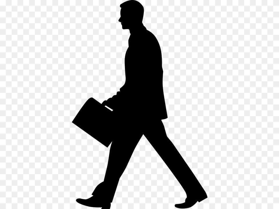 Man With Briefcase Silhouette, Gray Png Image