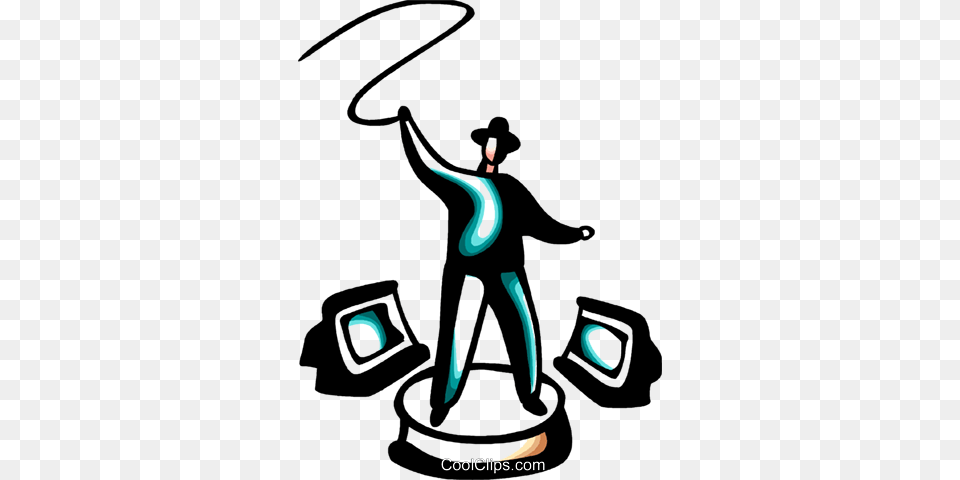 Man With Bull Whip And Computer Monitors Royalty Vector Clip, Person, Clothing, Hat, Performer Free Png Download