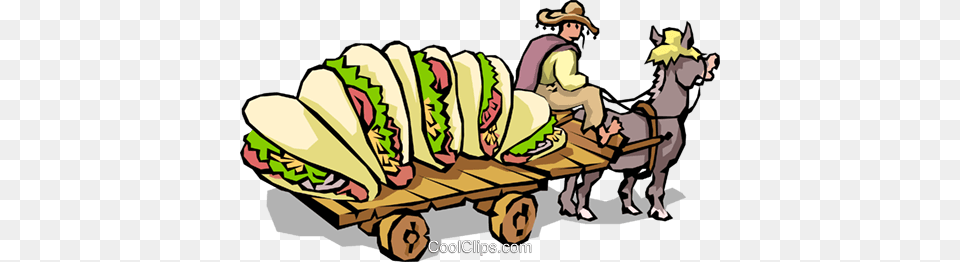 Man With Donkey And Cart Full Of Tacos Royalty Vector Clip, Baby, Person, Face, Head Free Transparent Png