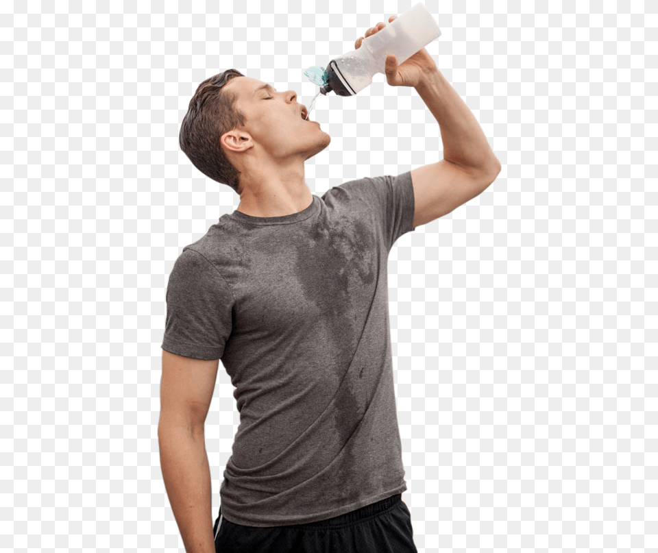 Man With Drink Drinking Water Images Transparent, Beverage, Bottle, Shaker, Person Free Png Download