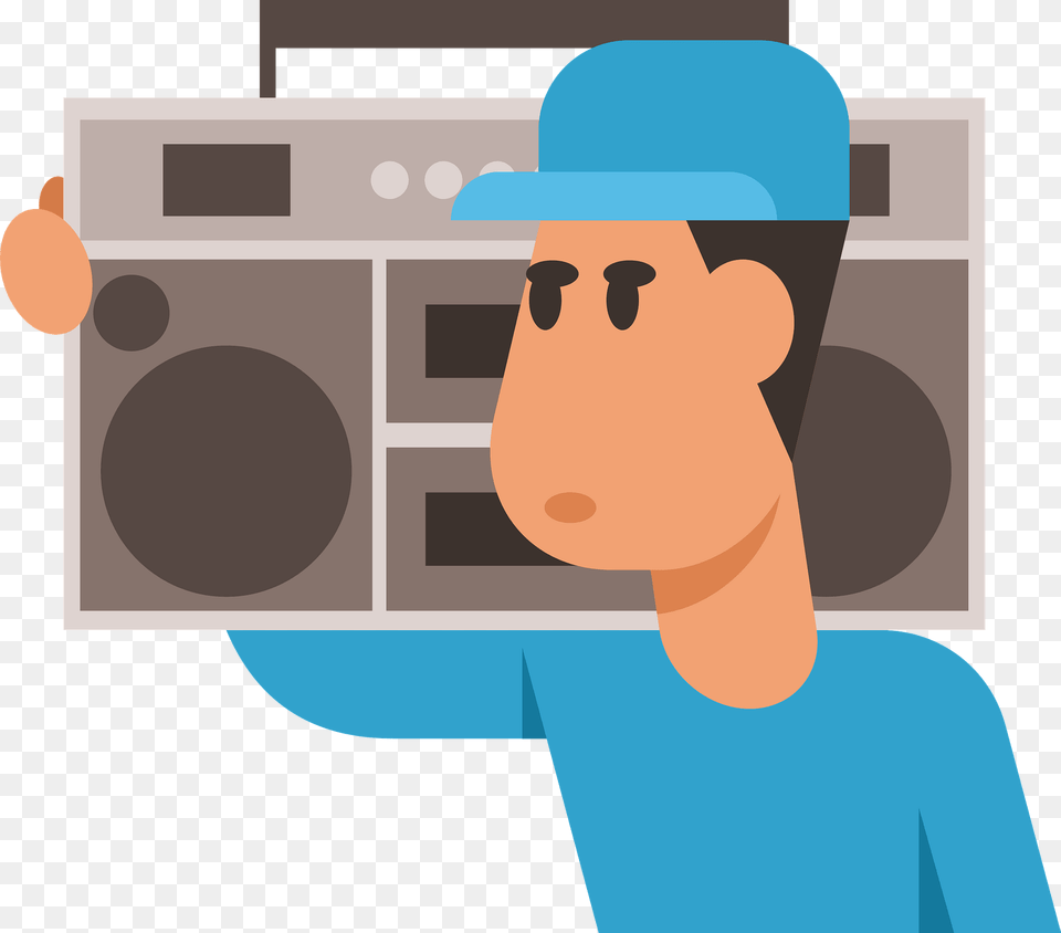 Man With Ghettoblaster Clipart, Electronics, Photography Free Png