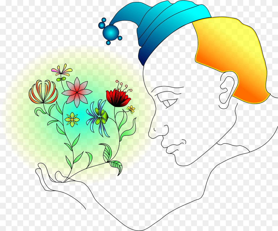 Man With Glowing Flowers In His Hand Clip Arts, Art, Floral Design, Graphics, Pattern Free Transparent Png