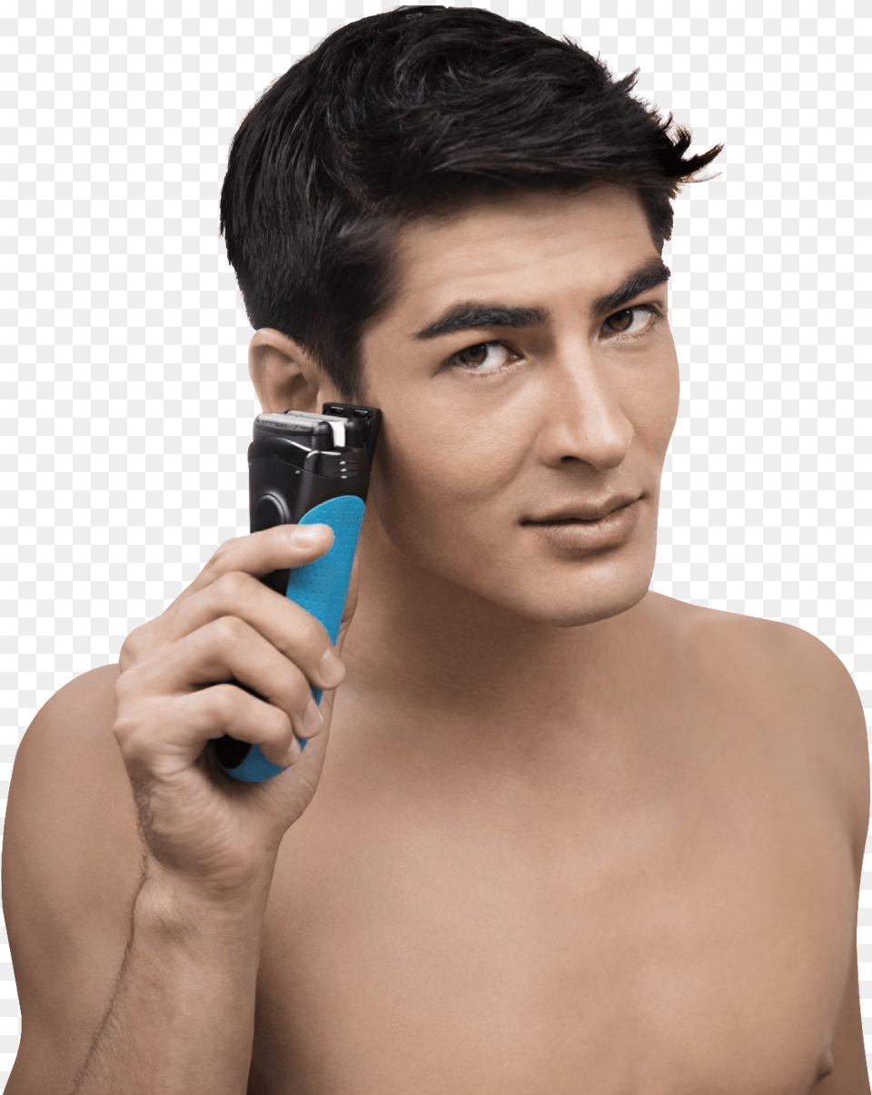 Man With Hair Trimmer Braun Series 3 3080 Wet And Dry Electric Foil Shaver, Head, Body Part, Face, Finger Png Image