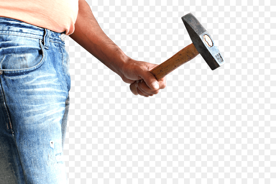 Man With Hammer Tool, Device, Clothing, Jeans Png Image