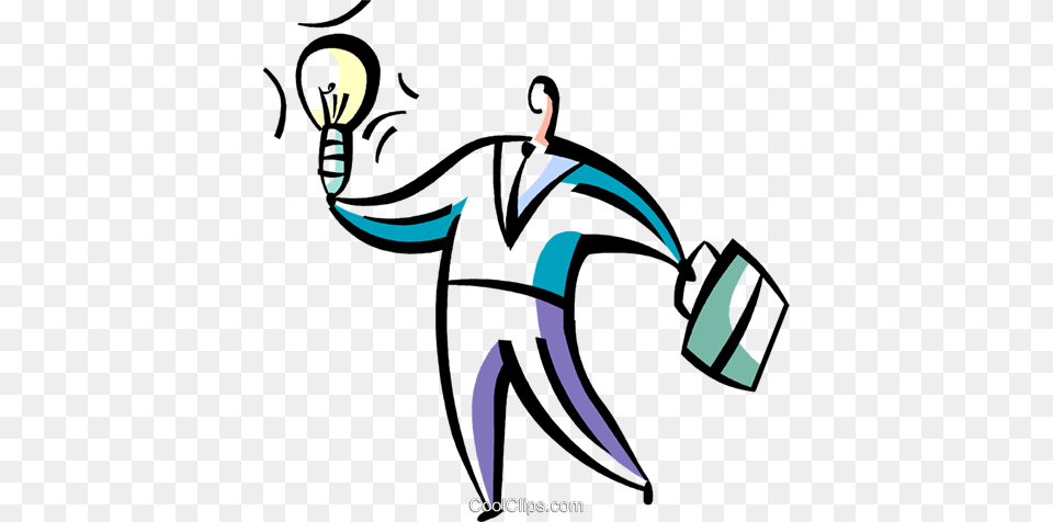 Man With Idea Light Bulb And Briefcase Royalty Vector Clip, Person Free Png