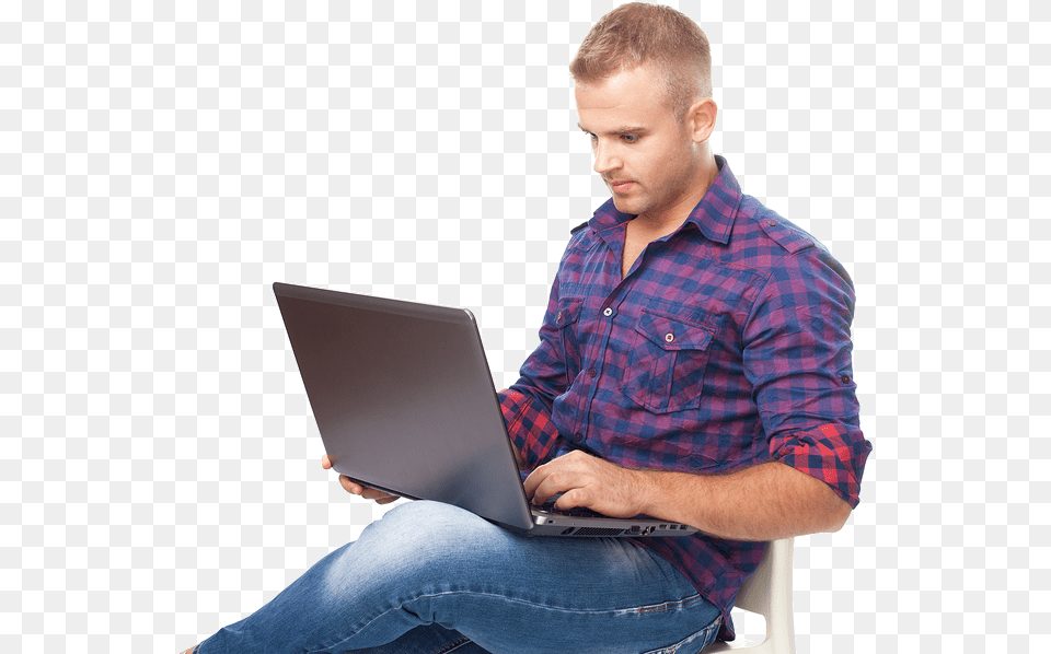 Man With Laptop, Sitting, Person, Pc, Electronics Png Image