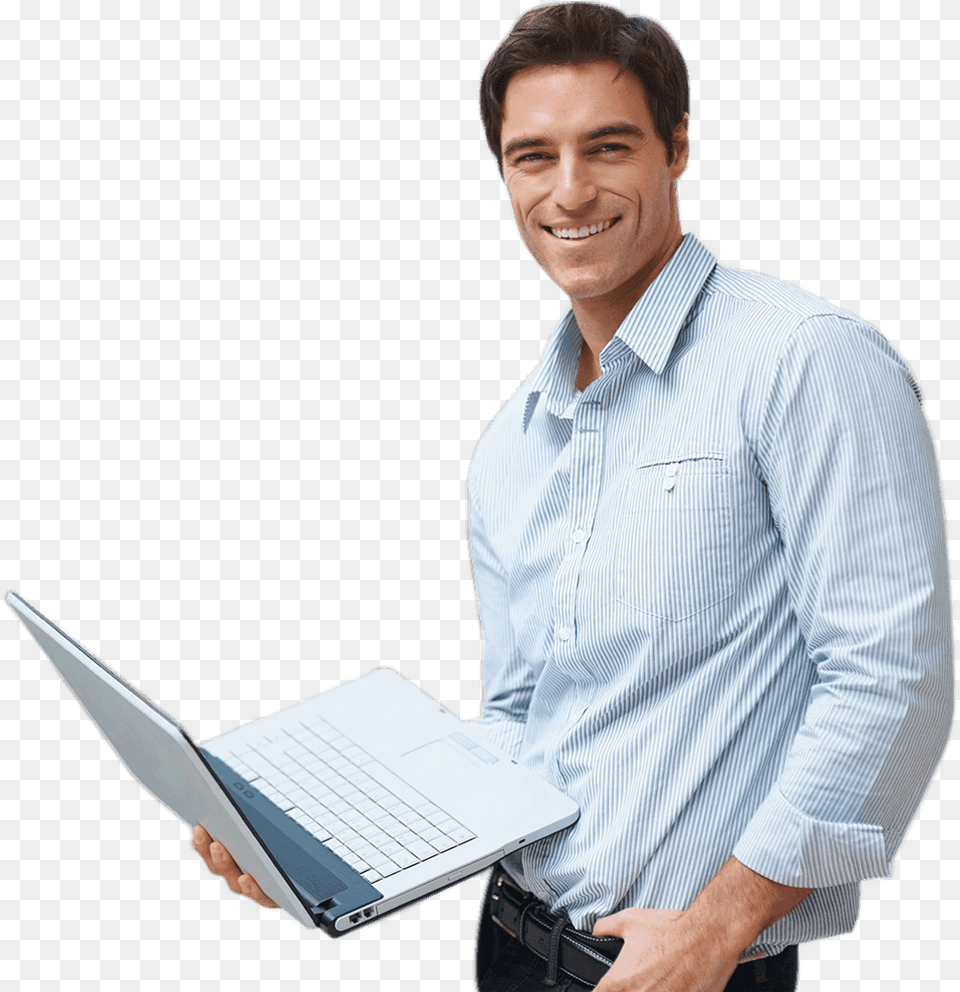 Man With Laptop, Shirt, Pc, Electronics, Computer Free Transparent Png