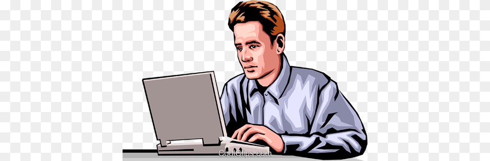 Man With Laptop Computer Royalty Vector Clip Art Illustration, Electronics, Pc, Adult, Photography Free Transparent Png