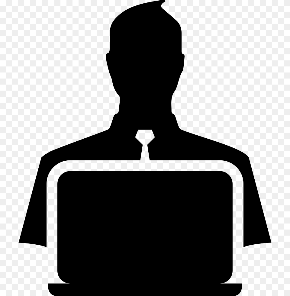 Man With Laptop Icon Clipart Man With Laptop Icon, Silhouette, Bag, Adult, Male Free Png Download