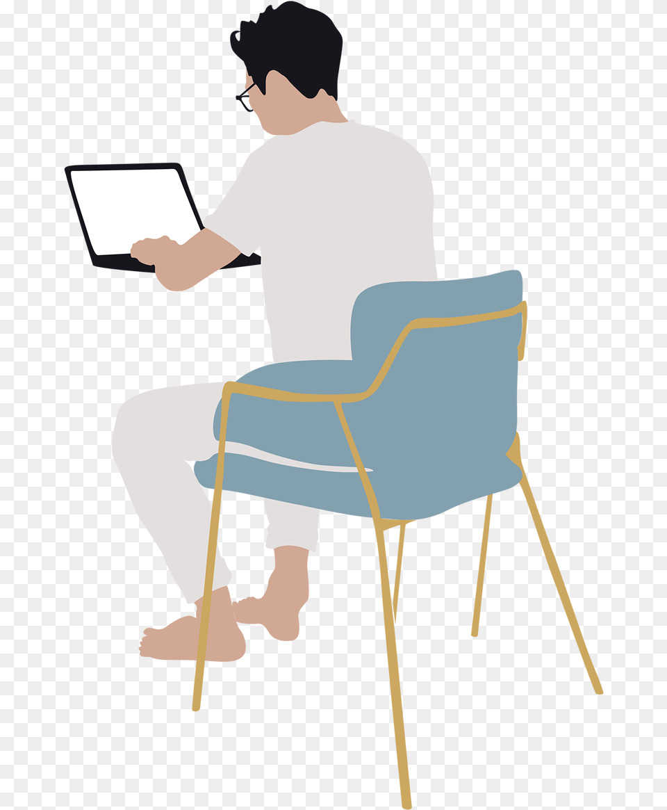 Man With Laptop Vector, Person, Reading, Sitting, Adult Png