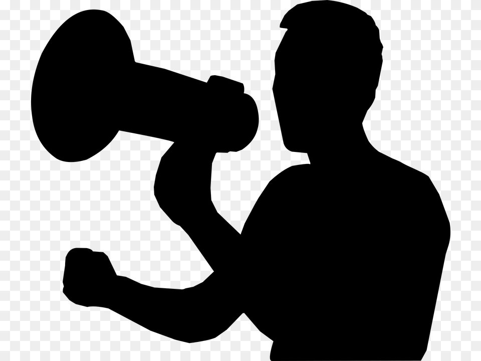 Man With Megaphone Silhouette, Gray Png Image
