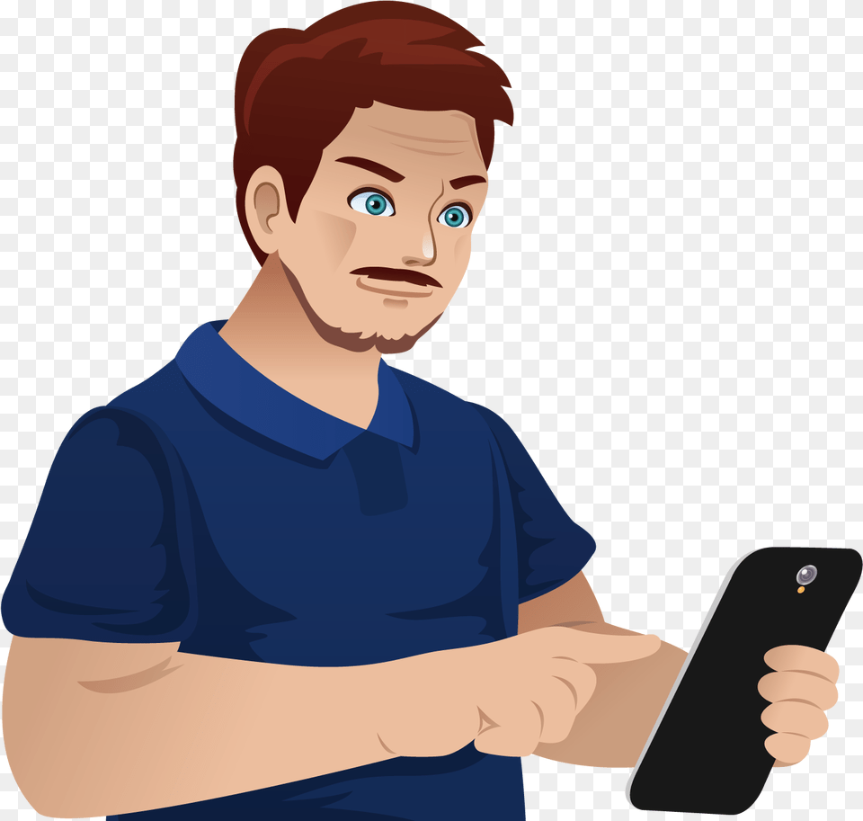 Man With Phone Clipart Cartoon Person Holding Phone, Electronics, Photography, Mobile Phone, Baby Free Transparent Png