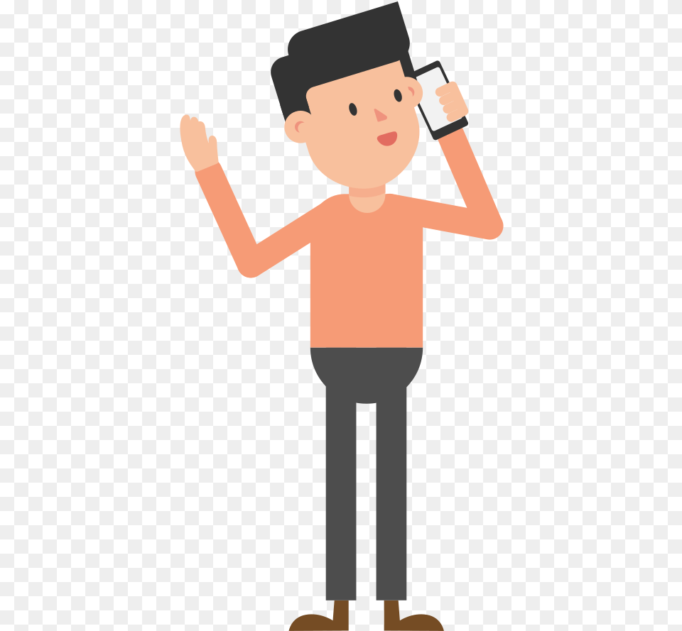 Man With Phone Vector Talking On The Phone Cartoon, Baby, Person, Face, Head Png