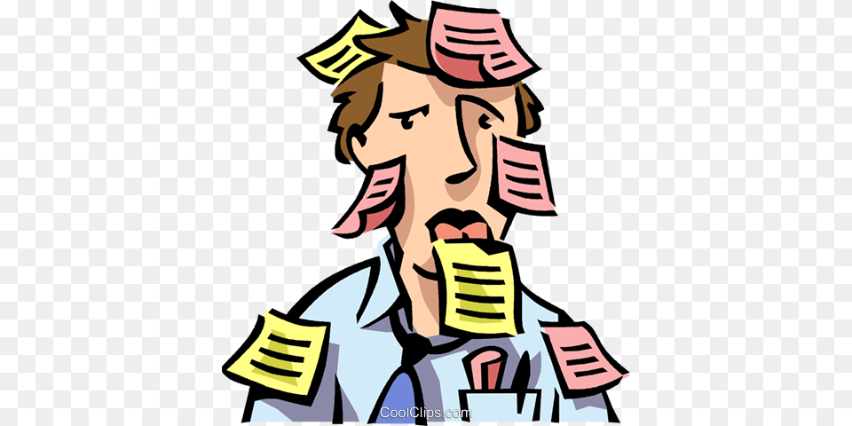 Man With Post It Notes All Over Him Royalty Vector Clip Art, Person, Face, Head Png