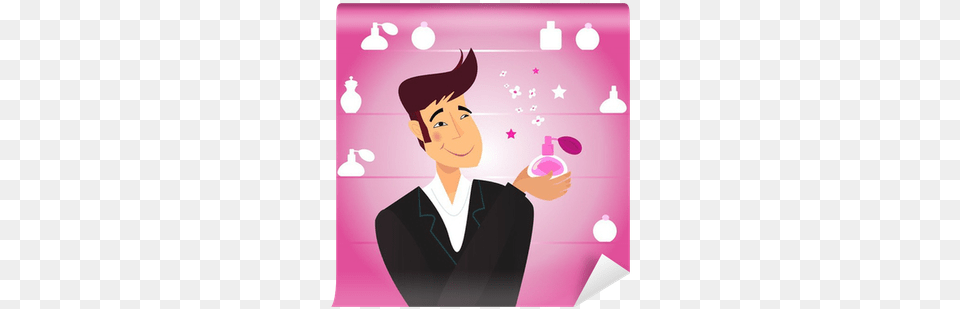 Man With Romance Gift Buy Perfume Cartoon, Graphics, Art, Publication, Person Png