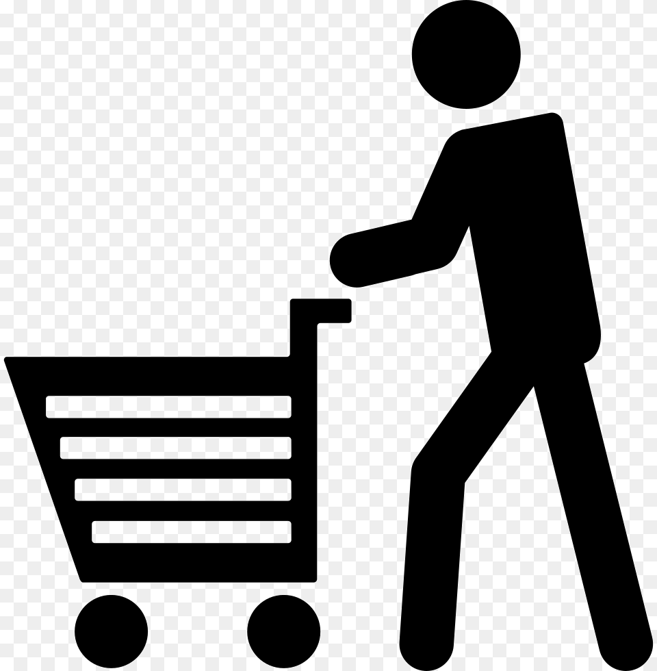 Man With Shopping Cart Person Shopping Cart Icon, Stencil, Shopping Cart Free Png Download