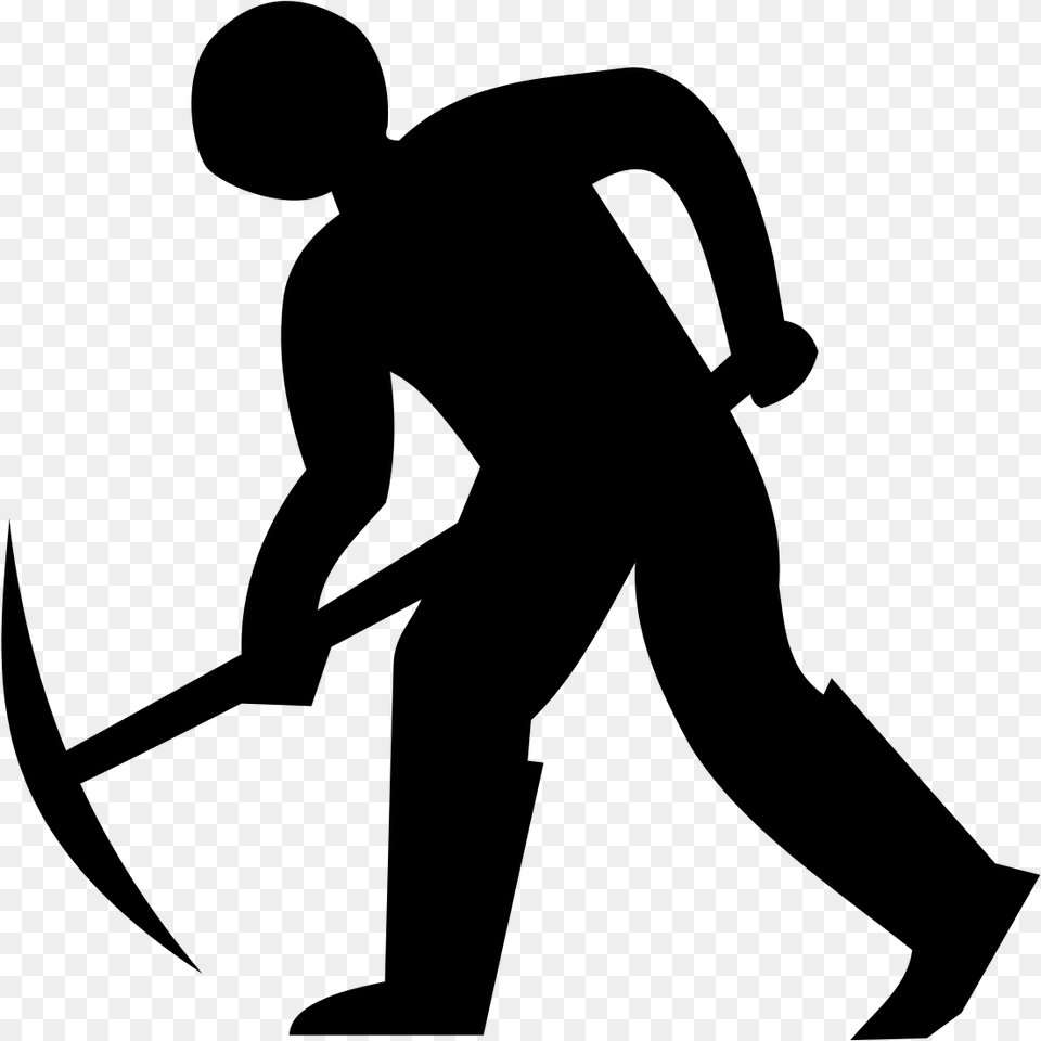 Man With Shovel Sign, Gray Free Png