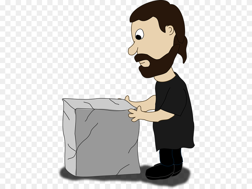 Man With Stone, Person, Box, Face, Head Free Png Download