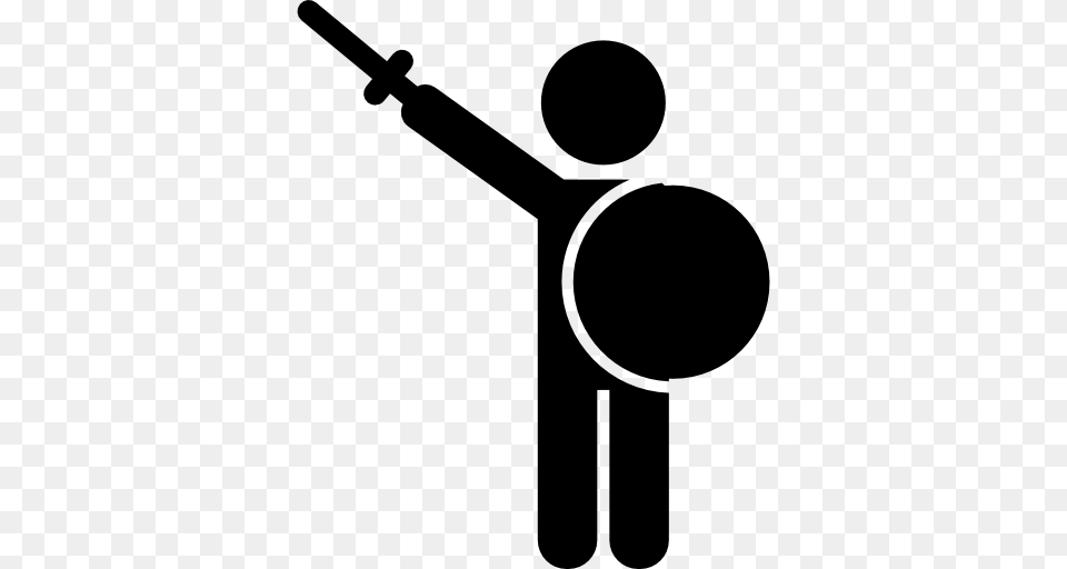 Man With Sword And Shield, Electrical Device, Microphone, Smoke Pipe, Silhouette Free Png Download